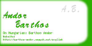 andor barthos business card